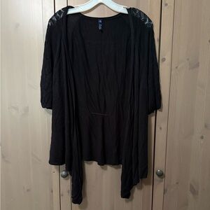 Great Northwest Indigo Women's Plus Black Thin Lightweight Caridgan